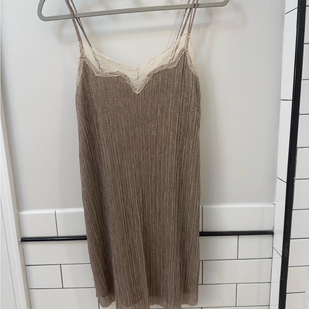 Zara Metallic & Lace Slip Cami Dress